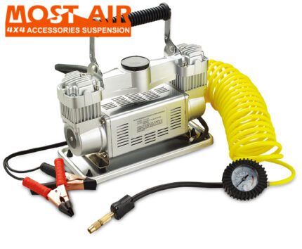 Double Cylinder Pump, Metal 12V 150-200 PSI Portable Air Pump Heavy Duty Air Pump Tire Inflator for Car Tires Trucks & Inflatables Motorcycles Golf Carts ATVs SUVs Only 12V Vehicle