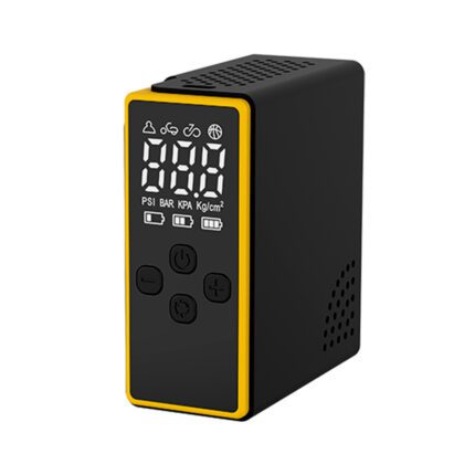 Mini portable car air pump with large screen and dual digital display for wireless inflation of bicycle tires in vehicles