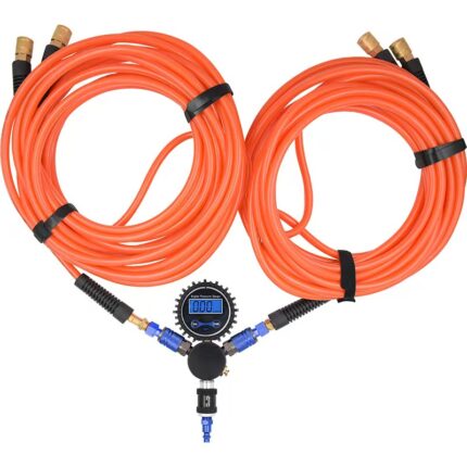 4 Tire Inflation Deflation System,4 Way Tire Inflation Hose System with Closed Flow Air Chuck Digital Tire Pressure Gauge Compatible with HPA Tanks and Compressors