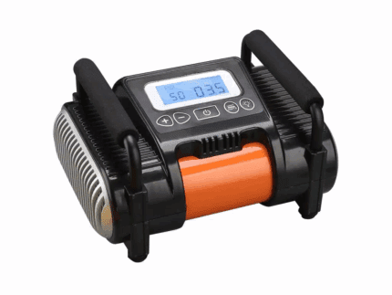 12V Tyre Inflator Digital, Air Compressor Tyre Pump LED Hazard Light, Auto Shut Off, Tyre Inflation, Clip on Tyre Valve Pressure Gauge for Car Bike Inflatables, Adaptors Included