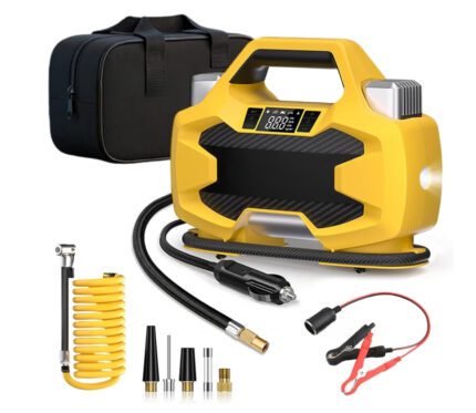 Tyre Inflator Car Air Compressor 4x4 150PSI 12V DC Car Heavy Duty Dual Cylinders 30L with Screen Digital Tire Pressure Detection Air Pump Auto Shut Off Electric Pump for Cars, Bike, Ball, etc